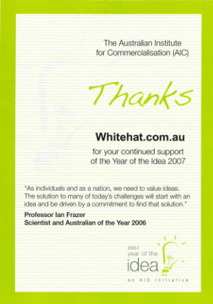 Certificate of Appreciation for White Hat