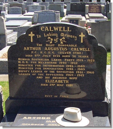 Grave of Arthur Calwell in Melbourne Cemetery