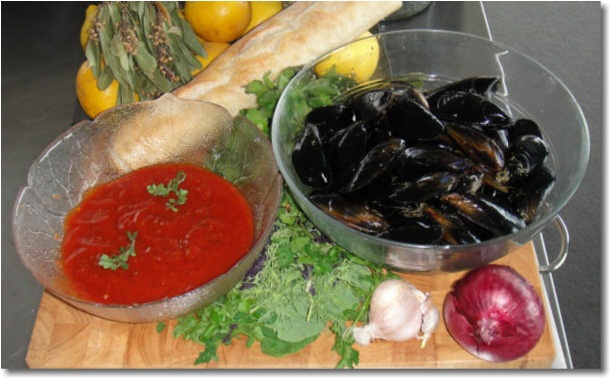 Ingredients for Mediterranean Mussels