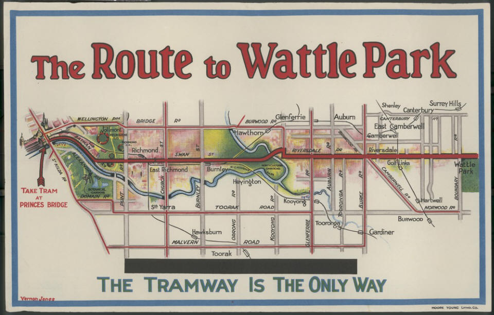 The Route to Wattle Park - Map1930s