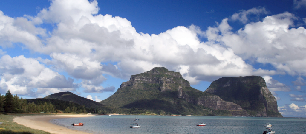 Small boats in bay at Lord Howe Island