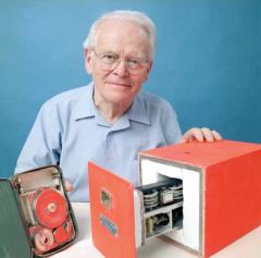 Dave Warren with prototype of  Black Box Flight Recorder