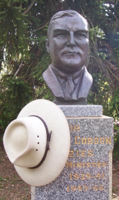 Bust of Sir Robert Mensies in Prime Ministers' Avenue, Ballarat Botanical Gardens